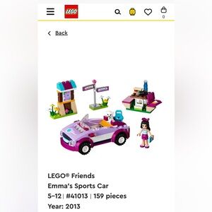 Sold Lego friends Emma’s sports car